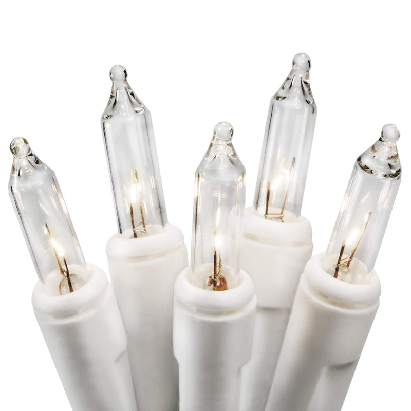 612 Vermont Clear 35 Count Christmas String Lights on White Wire Cord, UL Approved for Indoor Use Only, Total Length 7.5 Foot, Lighted Length 6.1 Foot 35 Light