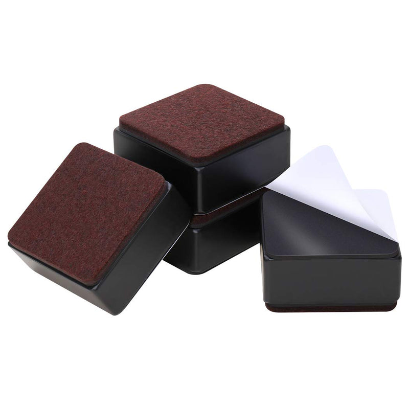 Ezprotekt 1.2 Inch Bed and Furniture Risers, Heavy Duty Square Sofa Tables Couch Chair Risers, Width 2.4"-Adds 1.2" Height, Supports 20,000 lbs, Protect Carpet & Floors from Scratches (4 Pack, Black) 1.2" x 2.4"