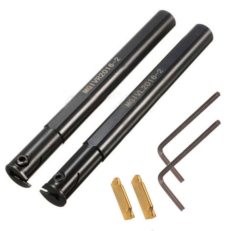 2PCS 5/8" MGIVR2016-2 MGIVL2016-2 Lathe Boring Bar Grooving Cut-Off Tool Holder with 2PCS MGMN200-G NC3020 Insert