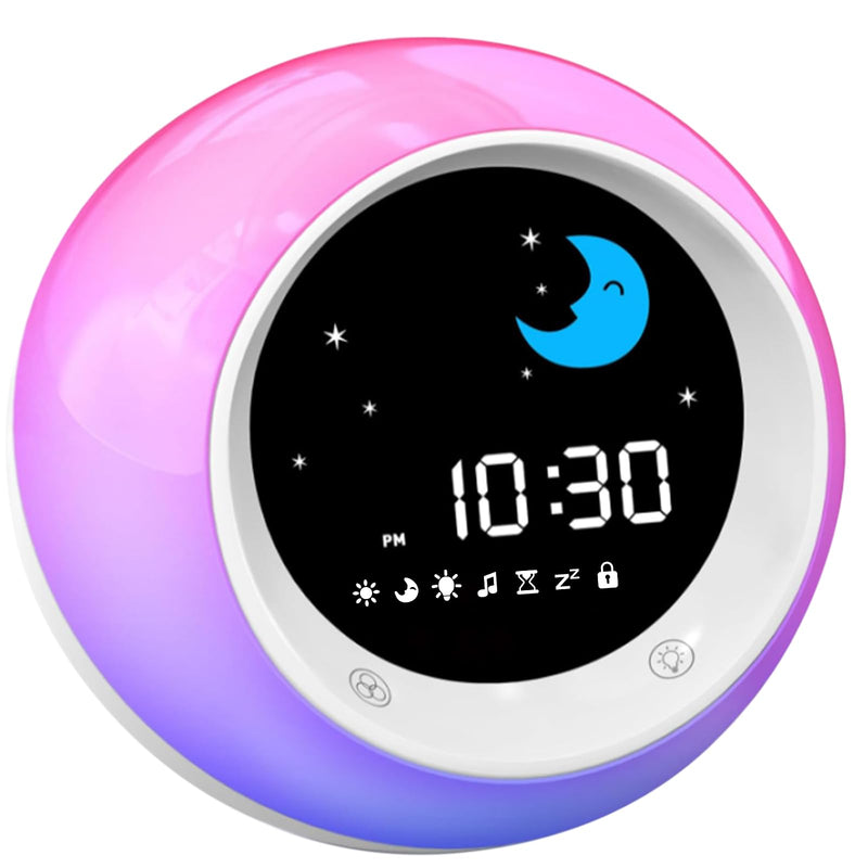 I·CODE Time to Wake Alarm Clock for Kids, Children's Sleep Trainer, Kids Wake Up Light, Sleep Sound Machine, Ideal Gift for Toddlers White
