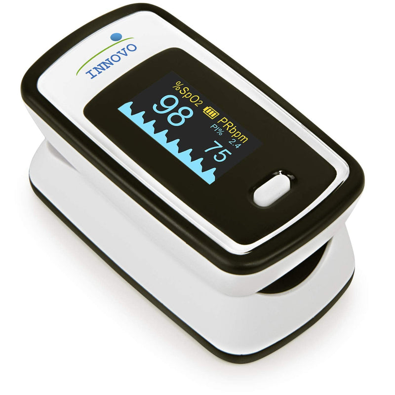 Innovo Deluxe iP900AP Fingertip Pulse Oximeter Blood Oxygen Saturation Monitor with Alarm, Plethysmograph and Perfusion Index without Bluetooth