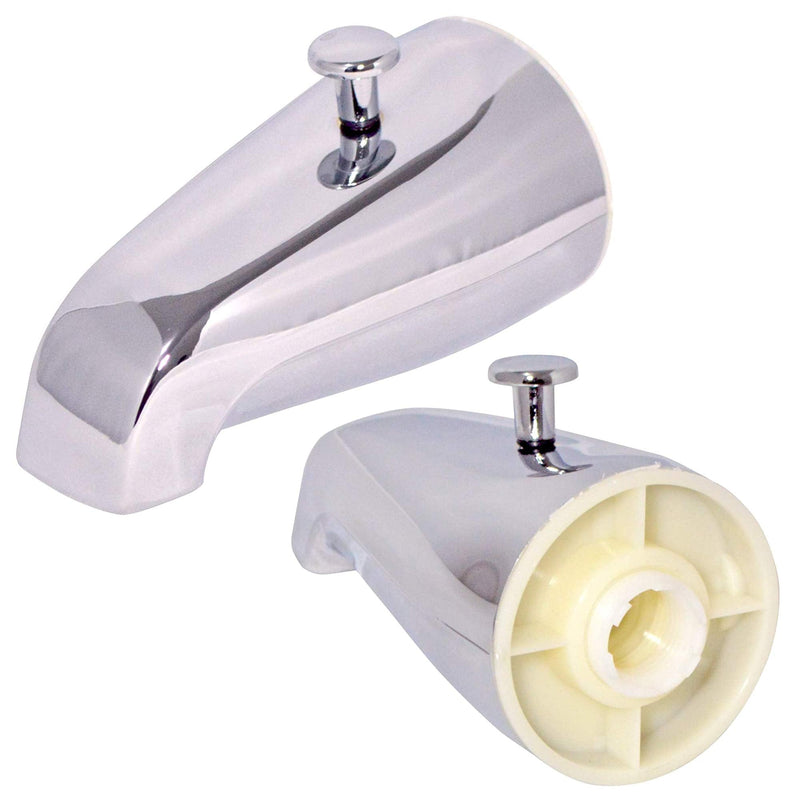 Tub Spout with Push and Pull Diverter, 3/4 inch to 1/2 inch IPS Face Bushing, 5-1/4 inch Length, Chrome Finish