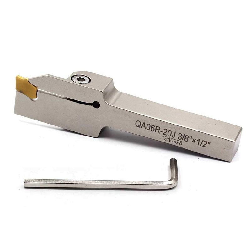 OSCARBIDE Heavy Duty Nickel Plated 3/8"x1/2"Indexable Grooving Parting Holder QA06R-20J Right -Hand Lathe Cut Off Tool with GTN-2 Carbide Insert, 1pieces