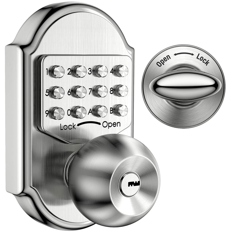 Keyless Entry Door Lock Deadbolt Sabbath Lock Keys Mechanical Stainless Steel Digital Code Keypad Door Knob Weatherproof No Risk of Low Power Higher Security