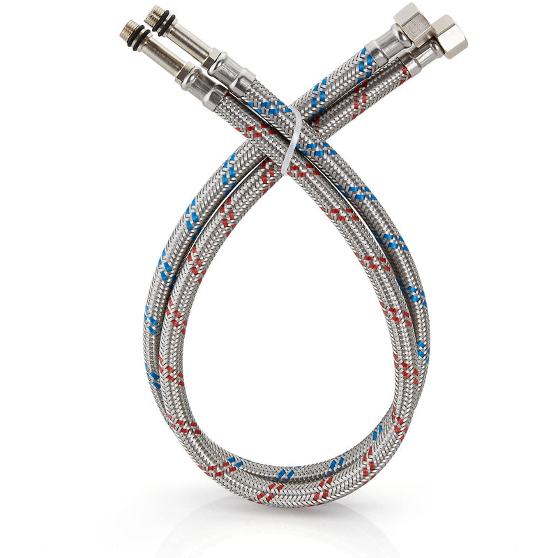 Midanya 32-Inch Long Faucet Connector, Braided Stainless Steel Supply Hose 3/8-Inch Female Compression Thread x M10 Male Connector, x 2 Pcs (1 Pair) 32 Inch