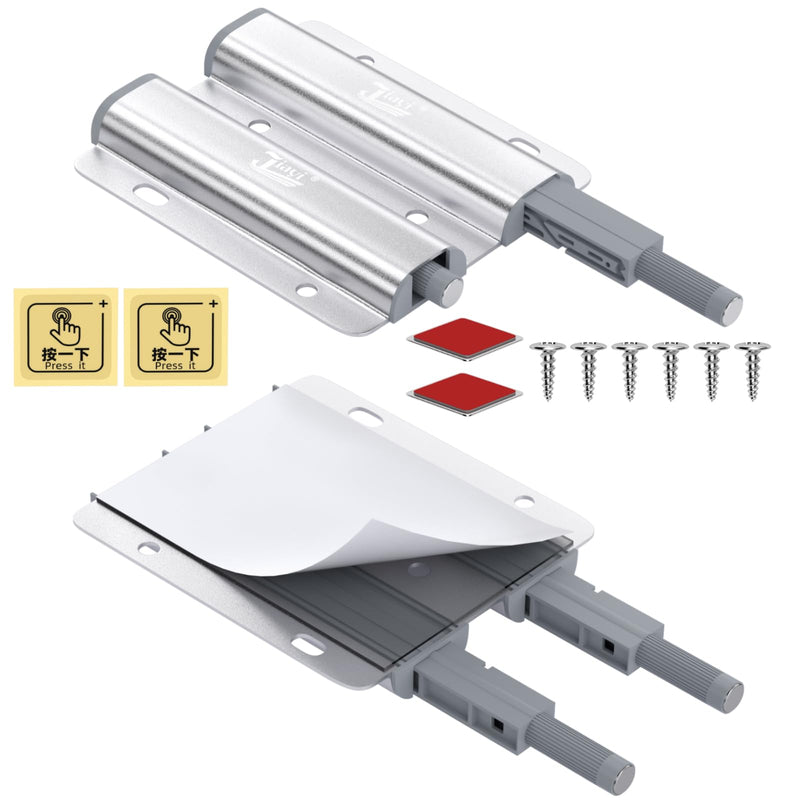 Jiayi Metal Cabinet Door Catches Heavy Duty 2 Pack Double Push to Open Door Latch Touch Latches Kitchen Door Push Release Latch for Drawer Closure Push Catch Press Out Cabinet Hardware