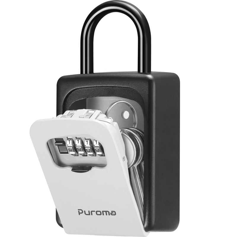 Puroma Lock Box, Large Key Lock Box Resettable Combination Code Lockbox, Portable Wall Mount Lockbox Security Safe Box for Outside Outdoor Home Office Door Handle House Key, Gray (1 Pack) 1 Grey