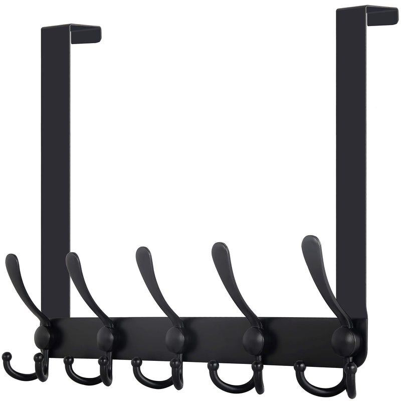 WEBI Over The Door Hooks,Over The Door Towel Rack,Door Hooks for Hanging,Door Coat Hanger Over Door Coat Rack for Towels,Clothes,Bathroom,Black 1 Black