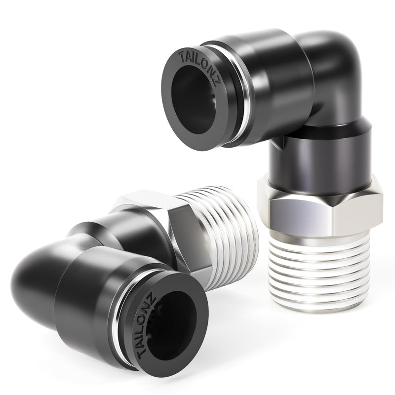 TAILONZ PNEUMATIC Male Elbow 3/8 Inch Tube OD x 3/8 Inch NPT Thread 90 Push to Connect Fittings PL-3/8-N3 (Pack of 10) 3/8''OD 3/8''MNPT