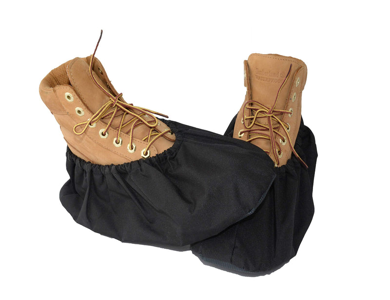 2 Pairs Non Slip waterproof Reusable shoe Covers for contrators and Carpet Floor Protection, Machine Washable. X-LARGE Extra Large Black