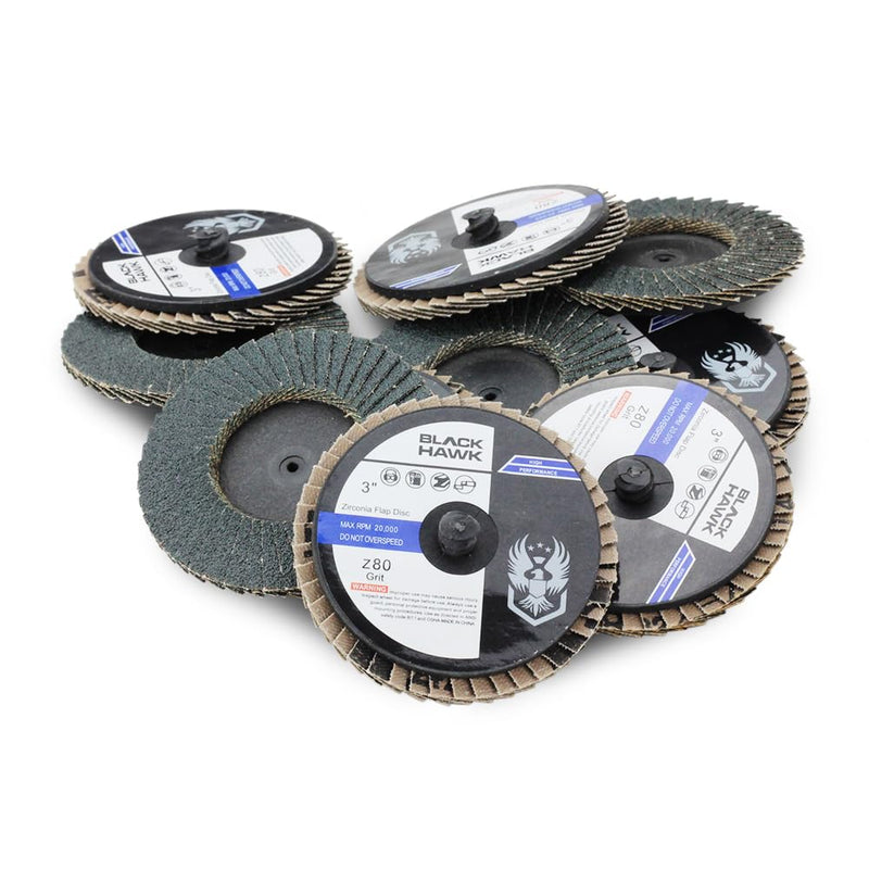 BHA Mini Flap Discs Quick Change Zirconia Grinding and Sanding Wheels, 3", 36 Grit - 10 Pack
