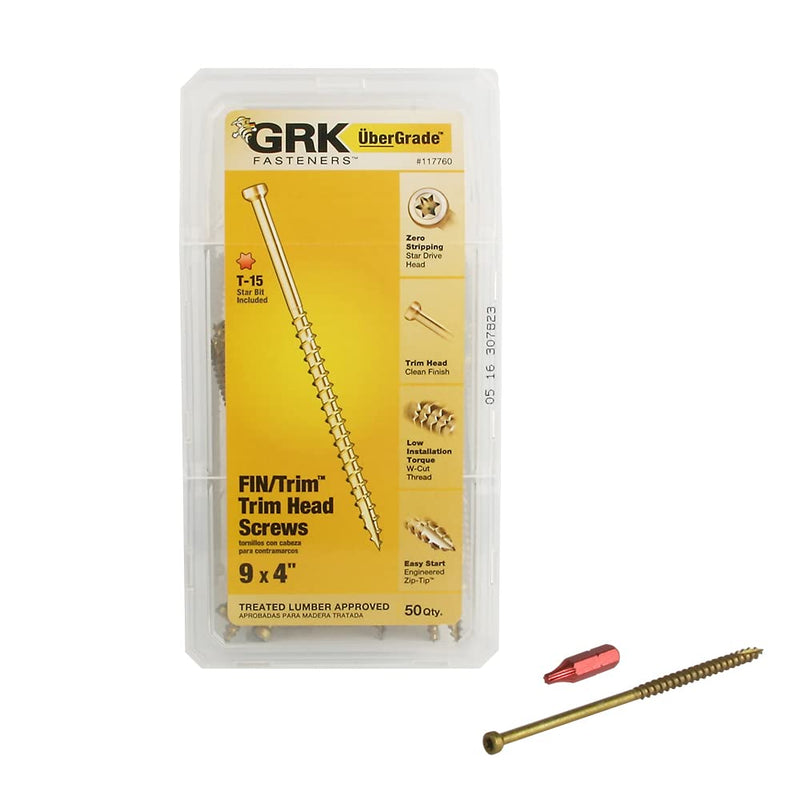 GRK 117760#9 x 4 FIN/Trim™ Finishing Trim Head Screws 50 Count
