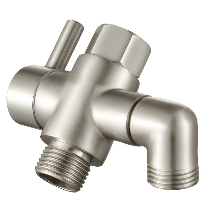 Shower Arm Diverter Valve Brass G1/2 3 Way Universal Bathroom Shower System Component Replacement for Handheld Shower Head and Fixed Spray Head, Brushed Nickel Brushed Nickle