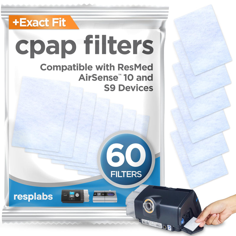 resplabs CPAP Filters Compatible with The ResMed AirSense, AirCurve 10 & S9 Machine (Pack of 60)