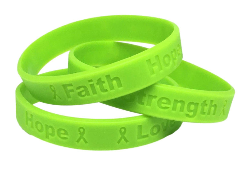 Jeirles Wholesale Lime Green Awareness Bracelet, 8'', Non-Hodgkin's Lymphoma, 25 pcs, Medical Grade Silicone, Latex & Toxin Free