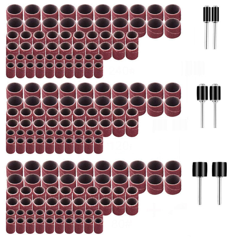 Yesallwas Sanding Drum Set 186pcs Sanding Ring #80#120#240 sanding cylinders Bands Polisher Supplies Sand Circle Tools Grinding Head for Rotary Tools