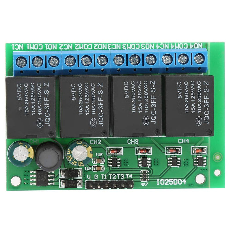 Relay Module, 4 Channels Flip-Flop Low Pulse Trigger Self-Locking Relay Module 6-24VDC