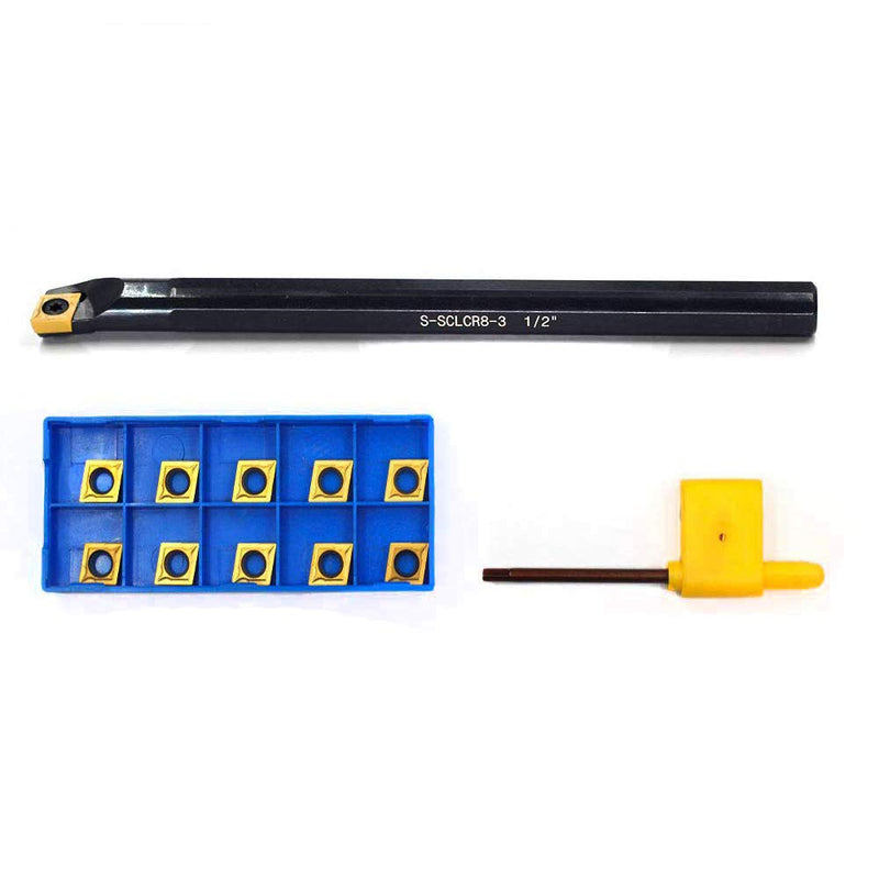 OSCARBIDE 1/2'' x 7''Indexable Boring Bar with 10 Pieces Carbide Insert CCMT09T304(CCMT32.5) Right-Hand Sclcr Boring Bar