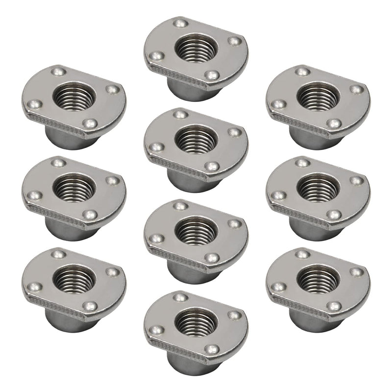 MroMax Weld Nuts,M10 Tab Base UNC Carbon Steel Machine Screw 4 Projection Silver 10Pcs M10 Four-point welding 10