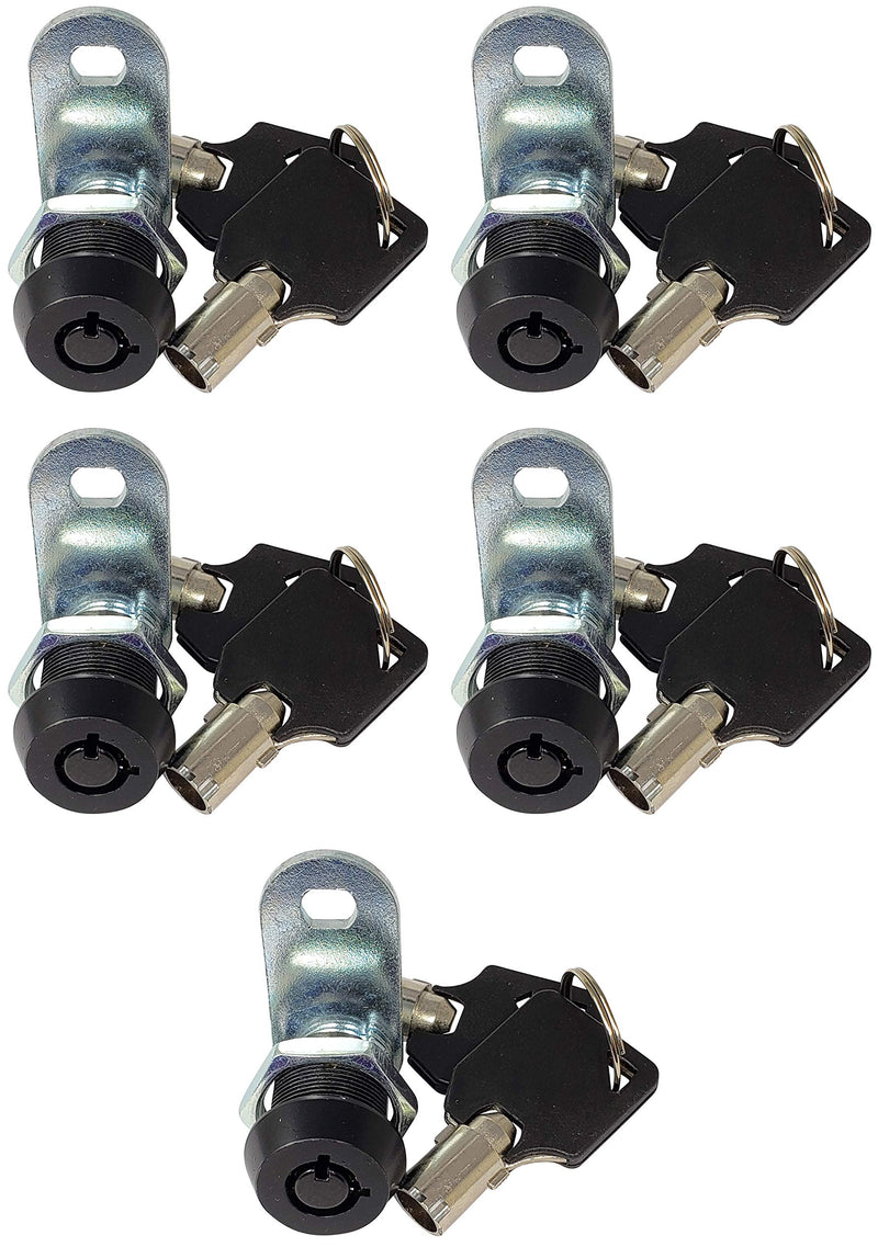 Admiral Locks Tubular Cam Lock, Keyed Alike Removable Key RV Compartment Storage Lock Cabinet Locks (Black Pack of 5, 5/8" 90°) Black Pack of 5 5/8" 90°