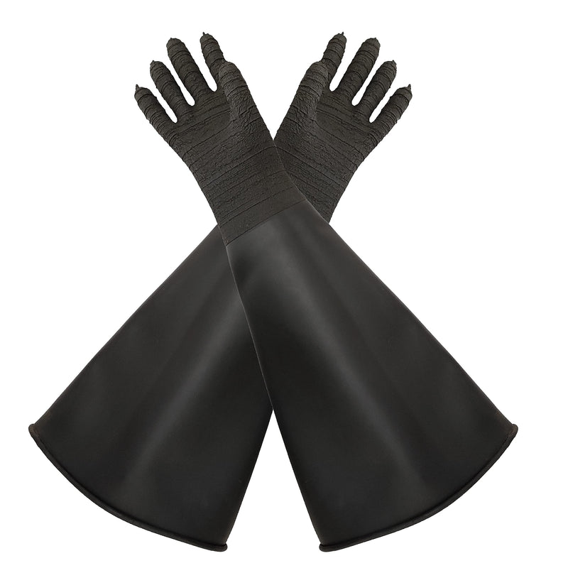 Heavy Duty Sandblasting Gloves 24.8" Rubber Gloves for Sandblaster Protective Safety Work Black Striped Glove