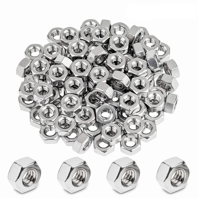 100 Pieces 1/4"-20 Stainless Hex Nut, Stainless Steel (304) 18-8 Nuts