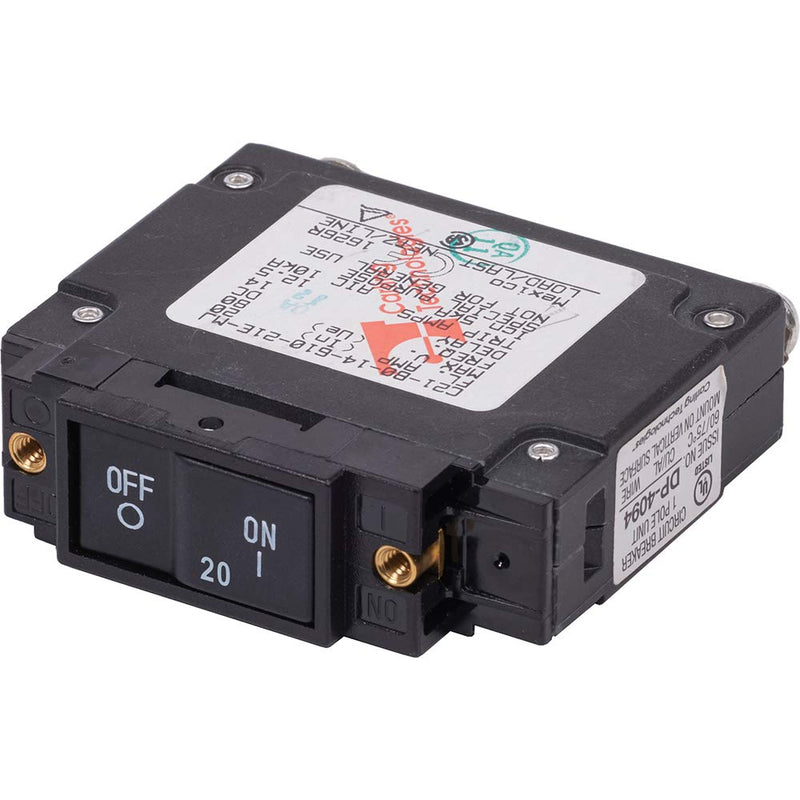 Blue Sea Systems 7443 Circuit Breaker C-Series Flat Rocker 20A DC UL489, 20 Amp DC