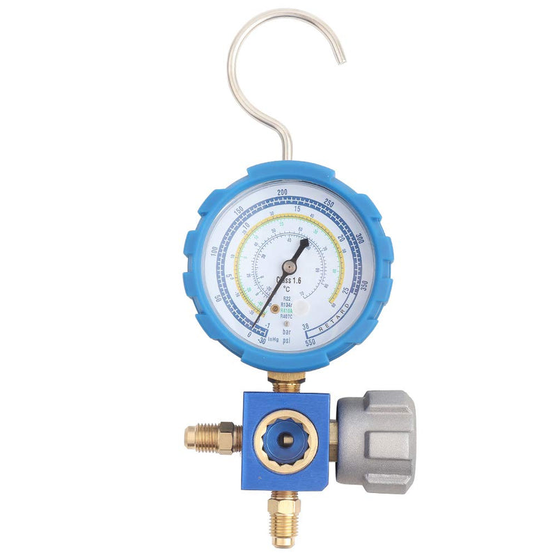 AC Manifold Set, Professional Low Pressure A/C Refrigeration Tool with Visual Mirror Sight Glass for HVAC Technicians Blue G1/4 Inch 68mm