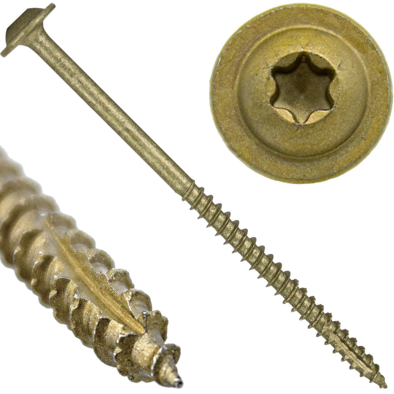 #10 x 3-1/2" Round Head Washer(Modified Truss) Torx/Star Drive Head Wood Screw (1 lb ~54 Screws) Multipurpose Wood Screws for Construction, Cabinets, Furniture & Other Wood Applications