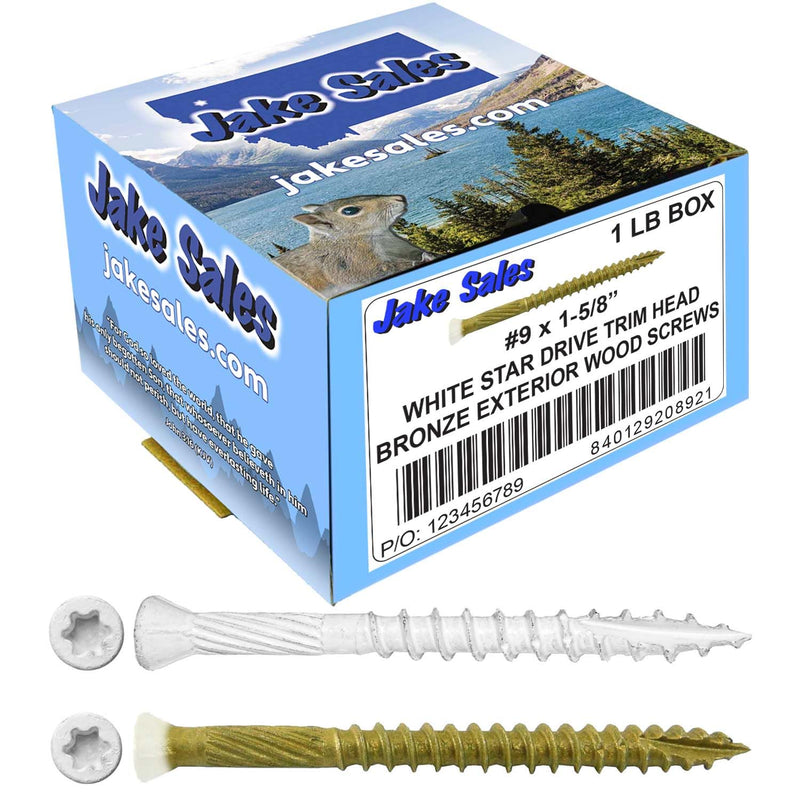 #9 x 1-5/8" Bronze Star Exterior Coated White Trim Head Wood Screw -Torx/Star Drive Head- Multipurpose - 1 Pound - 158 Screws #9 x 1-5/8" WHITE 1 POUND - 158 Screws