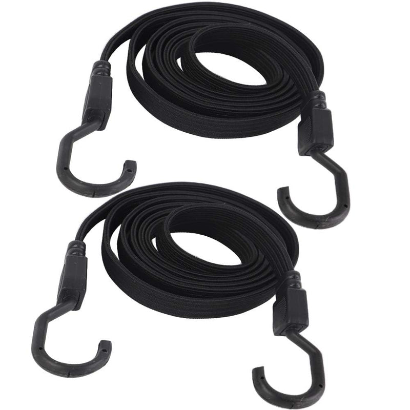 XSTRAP STANDARD 2PK 77 Inch Flat Bungee Cord Heavy Duty Adjustable Long Straps with Hooks for Hand Truck, Camping, Motorcycle, Cars, Bikes, Luggage Rack (Black) Black