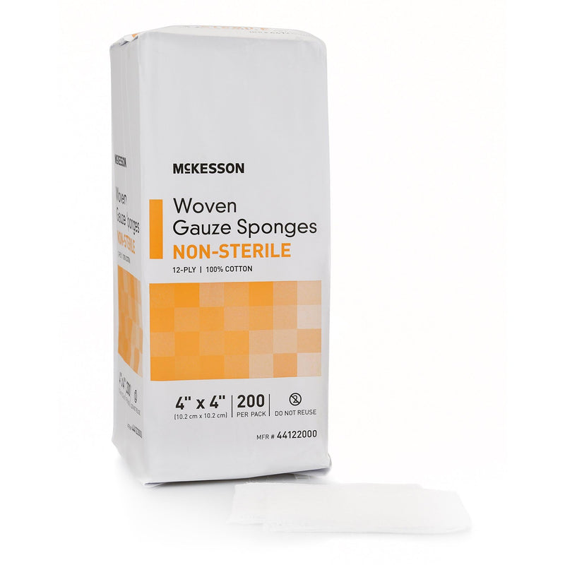 McKesson Woven Gauze Sponges, Non-Sterile, 12-Ply, 100% Cotton, 4 in x 4 in, 200 per Pack, 1 Pack