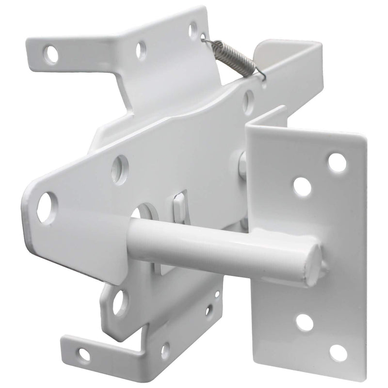 Jake Sales Vinyl Gate Latch White (for Vinyl, Wood, PVC etc Fencing) Fence Gate Latch w/Mounting Hardware - Gate Latches Have a 90 Degree Bracket Resulting in a Positive Latch to Gate Connection WHITE - EACH