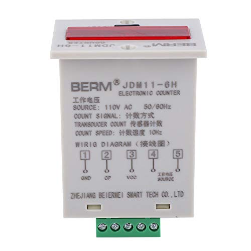 JDM11-6H Electronic Counter 6 Digits LED Digital Display Counter Relay Transducer Count Accumulating Counter (AC110V)