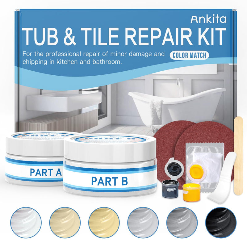 Fiberglass Tub Repair Kit (Color Match), 3.7oz Fiberglass Shower, Porcelain Sink and Acrylic Bathtub Repair Kit, Quick to Fix Cracks, Chips, Dents, Holes on Bath Tub & Toilet, Almond/Biscuit/Bone - NewNest Australia