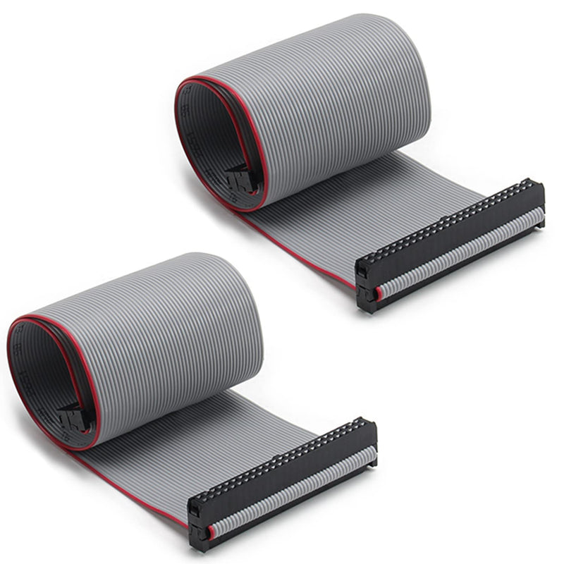 Fielect 2pcs IDC 50 Pin Connector Gray Wire Flat Ribbon Cable Connector Length 30cm 2.54mm Pitch