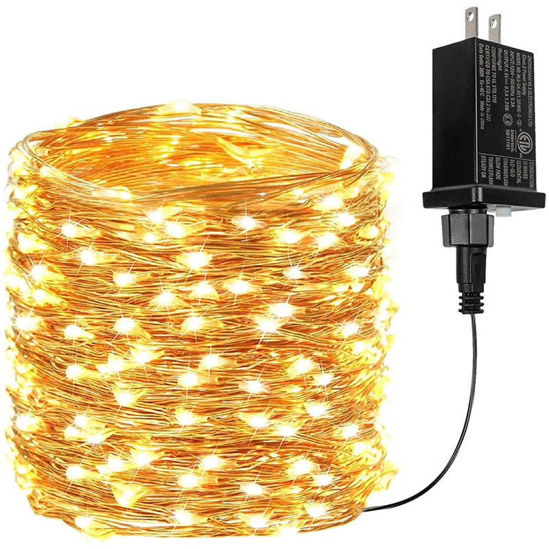 66Ft 200 LED Fairy Lights Plug in, Waterproof String Lights Outdoor 8 Modes Christmas Lights Bedroom Decor, Twinkle Lights for Girl's Room Garden Halloween Christmas Decorations (Warm White) Warm White 1 Pack(200LED)
