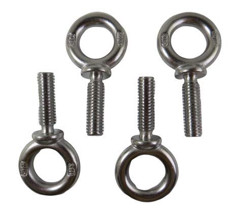 US STAINLESS 4 Pieces Stainless Steel 316 3/8" x 1 1/4" UNC Machinery Eye Bolt Marine Grade Bolt with 1" Eye ID Pitch of 16