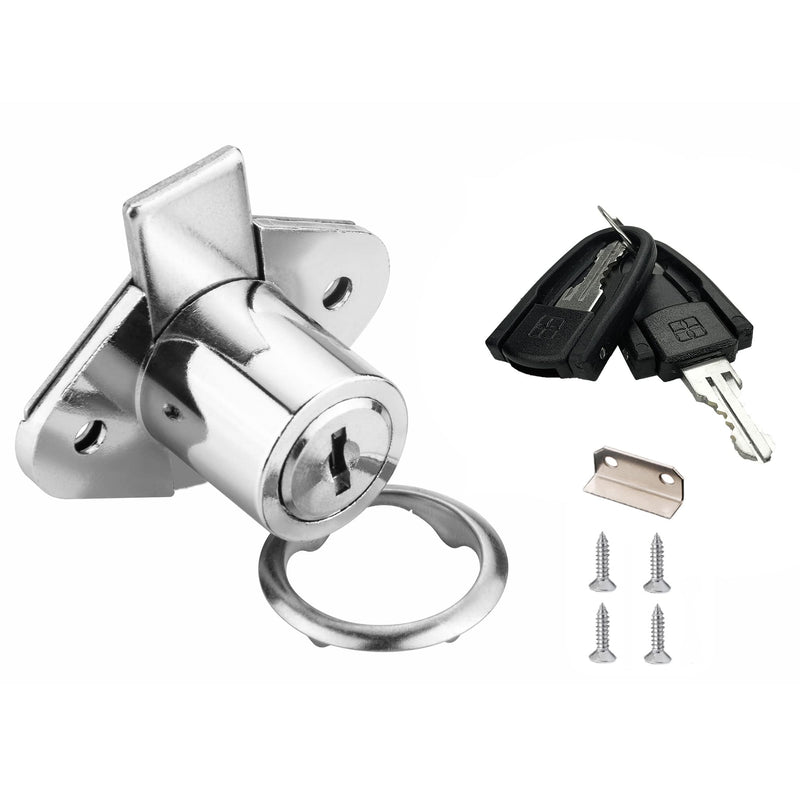 801 Office Furniture Desk Drawer Lock Cabinet Door Locker with Keys 7/8 in. Outside Diameter (1 Pack, Chrome, keyed different1) 801 Keyed Different Chrome, 1PACK