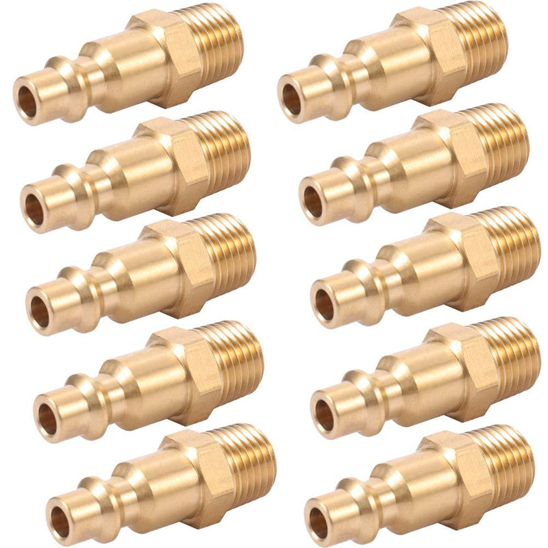 Brass 1/4-Inch NPT Male Industrial Air Hose Quick Connect Adapter,Air Coupler and Plug Kit,Air Compressor Fittings 10pcs (Male NPT) Male NPT
