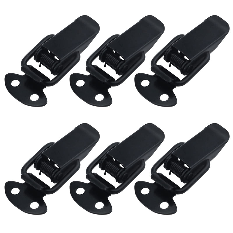 Antrader Small Spring Lock Clasp Buckle Latch for Wooden Case Toolboxes with Mounting Screws, Black, Pack of 6 35mm Length No Lock Hole, Black
