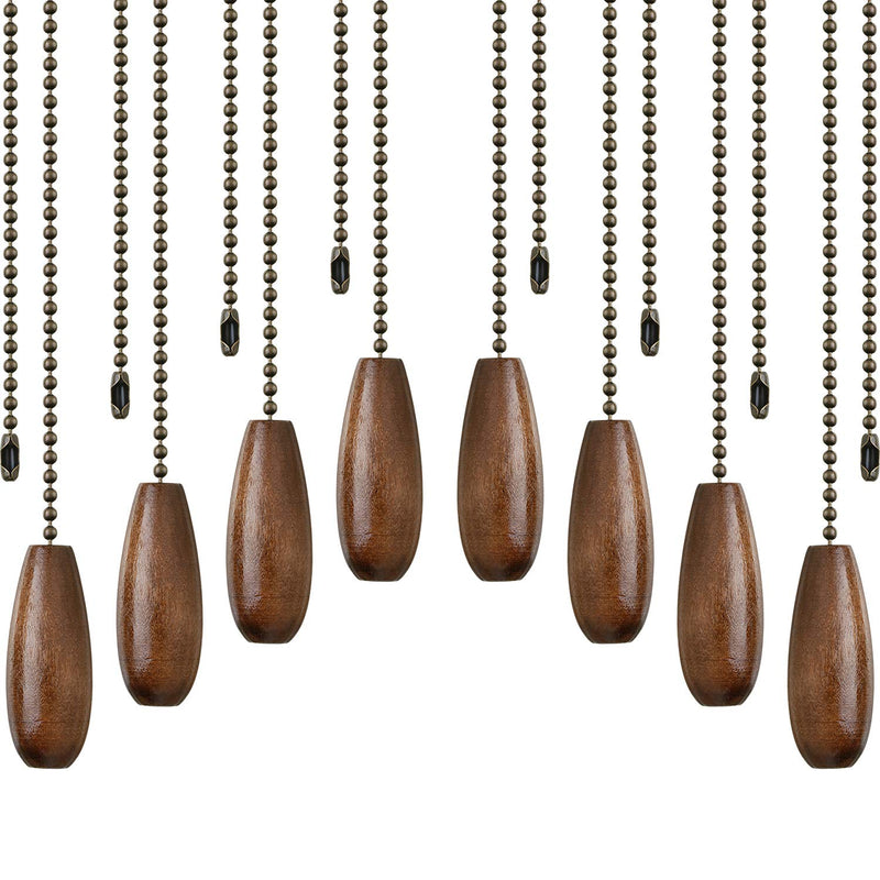 8 Pieces Ceiling Fan Pull Chains Extender Wooden Pendant Pull Chain Extension for Ceiling Light Lamp Fan Chain (Walnut Color) Walnut Color