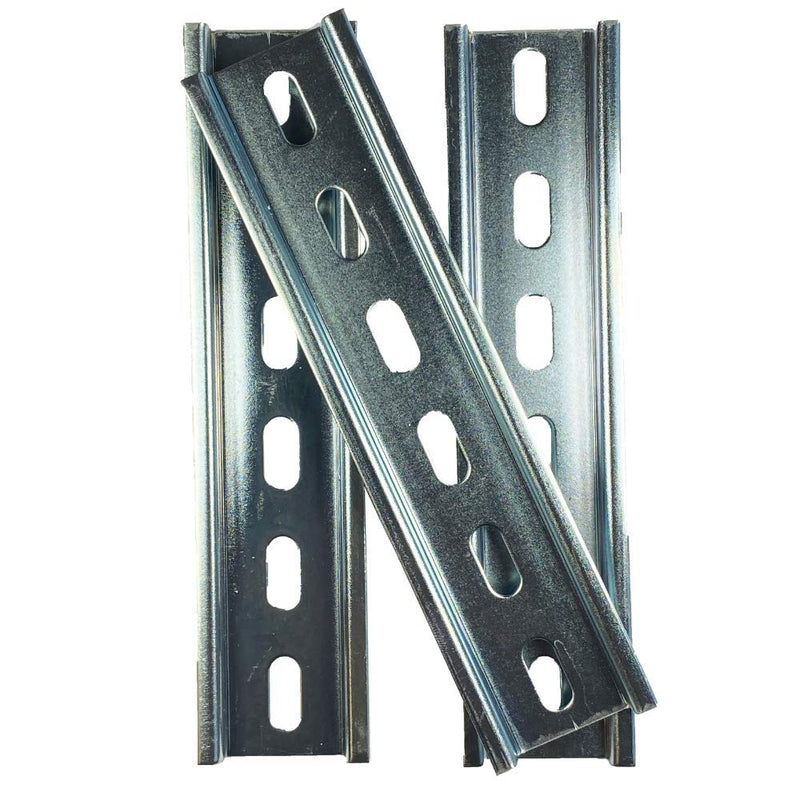 ICI 3 Pieces DIN Rail Slotted Steel Zinc Plated RoHS 6" Long 35mm Wide 7.5mm High