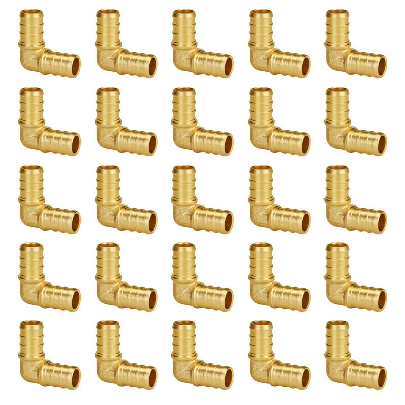 SUNGATOR Pex Fittings 1/2 Inch, 25-Pack 1/2" Pex 90 Degree Elbow, No Lead Brass, 1/2 Inch Pex Fittings For Pex Pipe, NSF, UPC Certified 1/2", 25 Pack