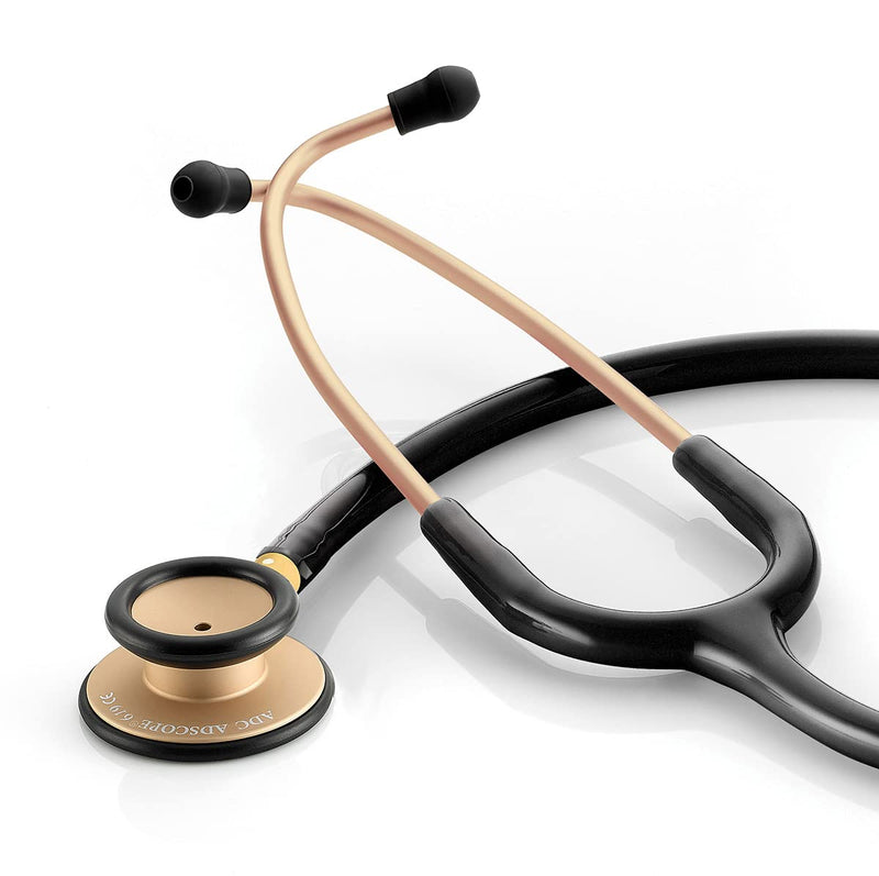 ADC 619CHM Adscope Lite Model 619 Ultra Lightweight Clinician Stethoscope with Tunable AFD Technology, Champagne Finish with Black Tubing