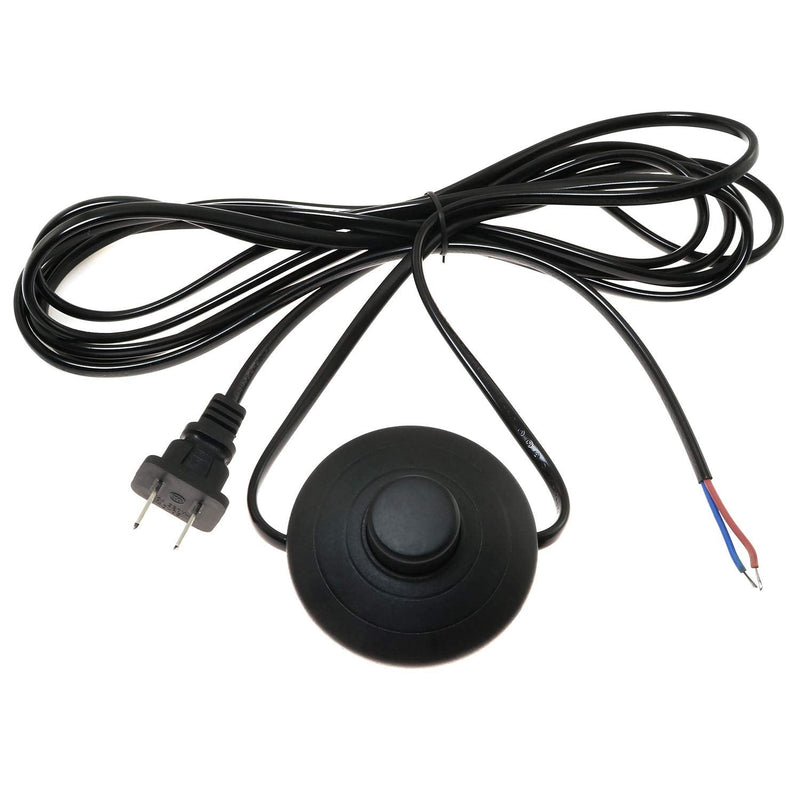 E-outstanding Black Foot Pedal Push Switch Round Button Inline Lamp Light On-Off Control Footswitch with 1.8m Cable and Wire Plug