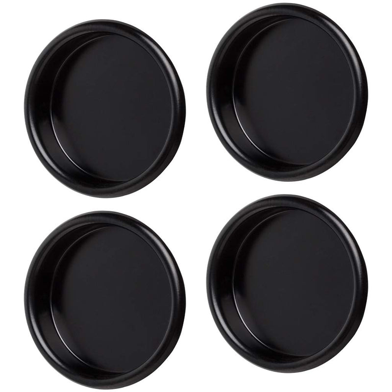 4PCS Closet Door Finger Pull 2-1/8", Easy Snap-in Circular Black Closet Door Pulls, No Nails Needed, Perfect for Pocket Door, Sliding Door, Bi-Pass Door, Cabinet Door