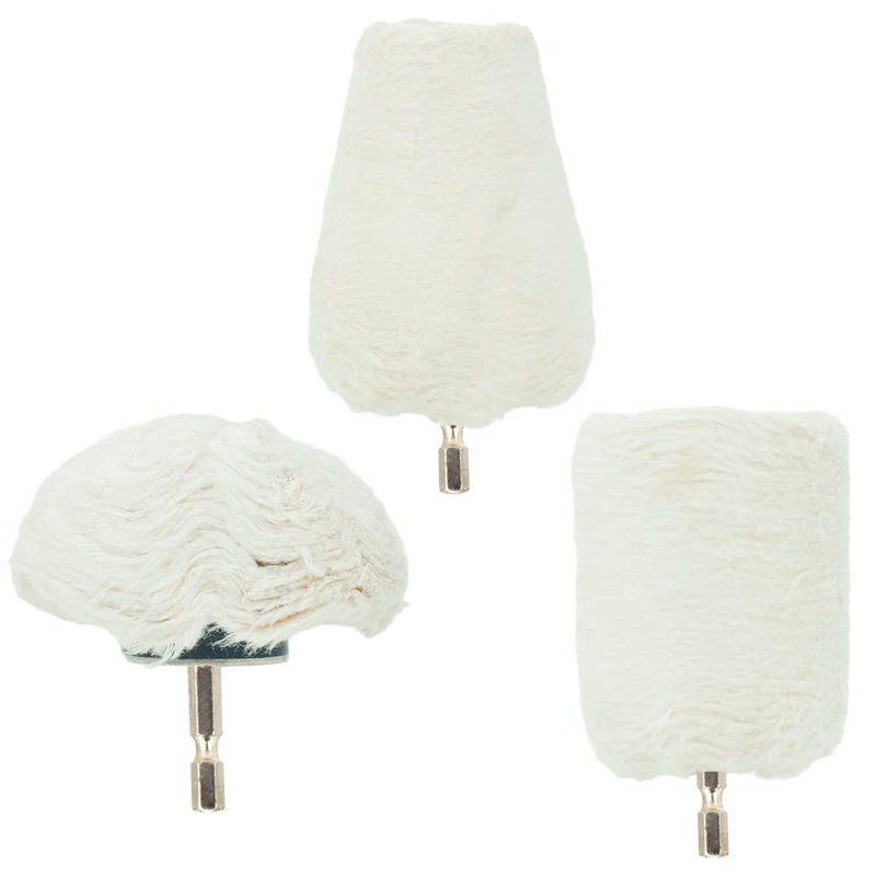 Aluminum Polishing Wheel for Drill Chrome Rim Manifold Polishing Kit 3" x 1/4" Hex Shank Cone/Mushroom/Column - 3pcs (3)