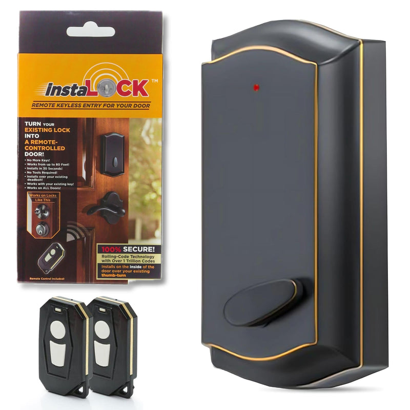 Smart Remote Door Lock for Existing Deadbolt - Installs in 30 Seconds - Enjoy Automatic Keyless Entry with Tool Free Installation - Includes Conversion Kit and Two Wireless Remotes (Bronze)