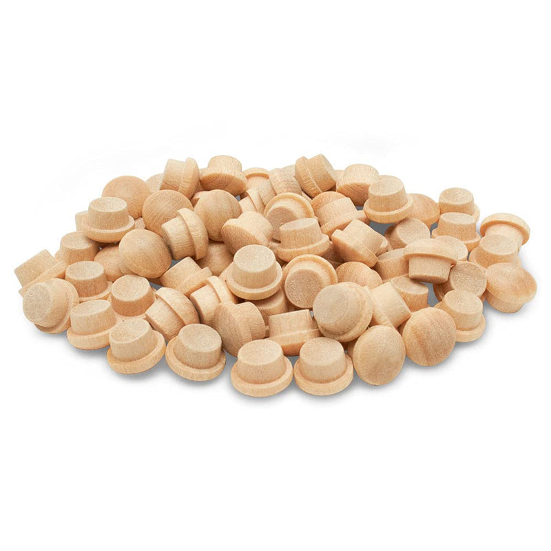 Wood Hole Plugs 1/4 inch, Pack of 100 Maple Button Top Wood Plugs for Screw Holes, by Woodpeckers